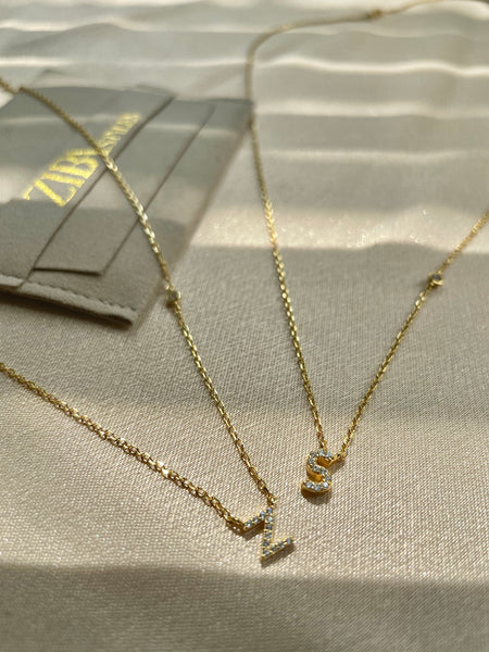 JADORE Necklace I Initial I S925 Sterling Silver I Gold/Silver I Cubic Zirconia I Letter Necklace