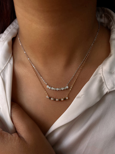 RANIA | Tarnish-Free | Silver/Rose-Gold | AAA Grade Cubic Zirconia | Necklace