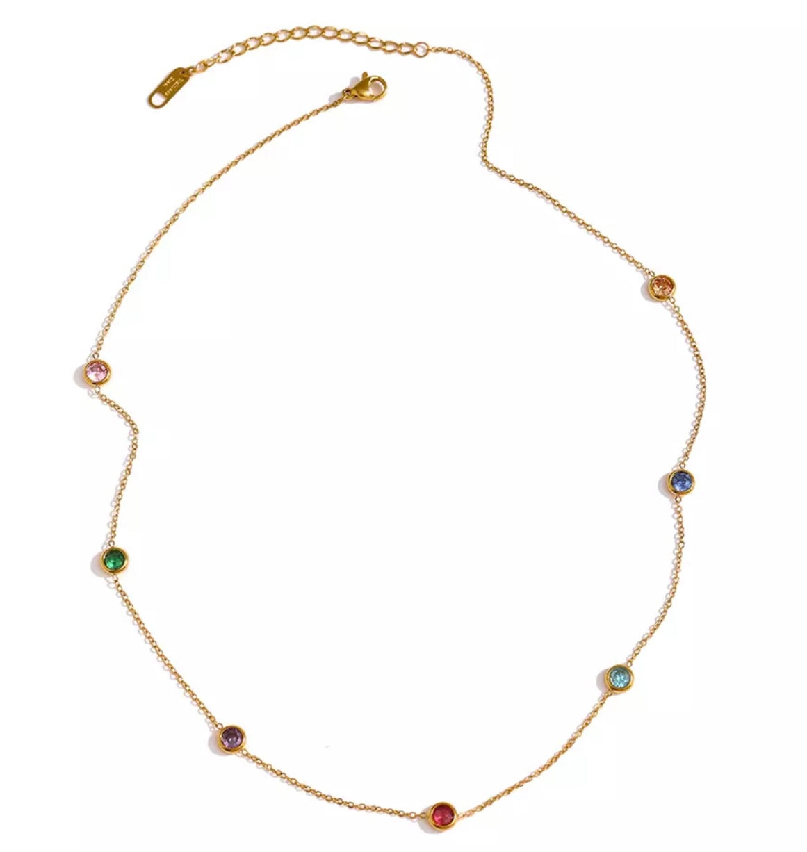 ASHANTI | Tarnish-Free | Gold Cubic Zirconia Multi-Coloured Drop | Necklace/Bracelet