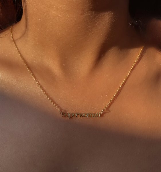 Word Necklaces | Pendant Style | Tarnish Free | 18ct Gold Plated and Stainless Steel | Superwoman/Hustler/Abundant/Beautiful/Bossbabe