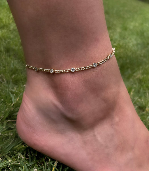 Snatched | 18k Gold Plated | Cubic Zirconia Anklet